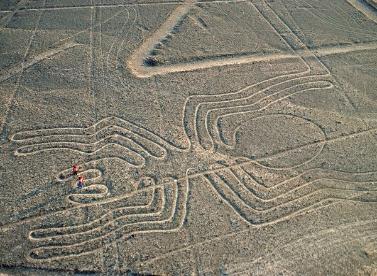 The Nazca Lines in the desert (can you see the two people?)